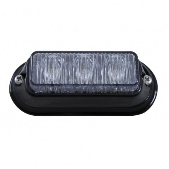 3 LED Warning Light With Black Bezel - White LED (Bulk)