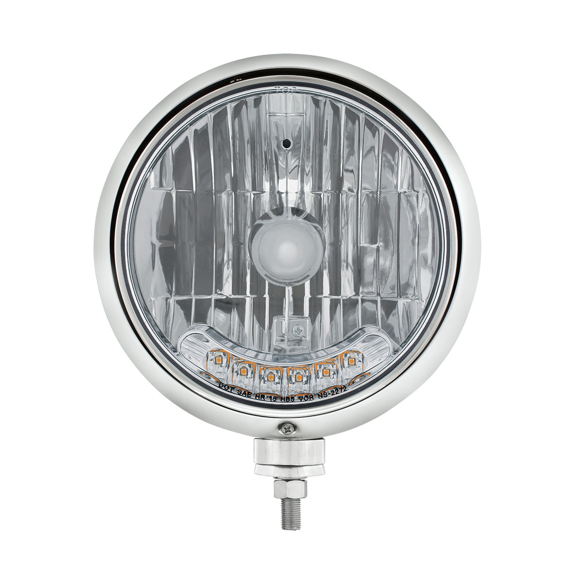 Chrome Guide 682-C Style Headlight H4 Bulb With 6 Amber LED