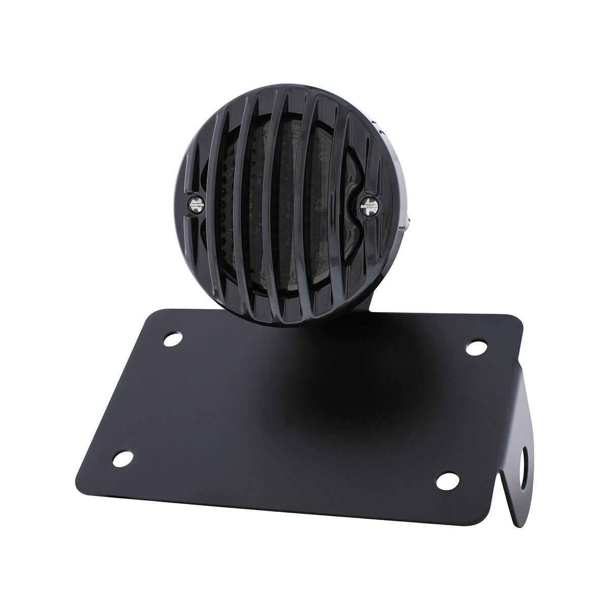 Motorcycle LED "Bobber" Style Horizontal Tail Light With Black Grille Bezel-Smoke Lens