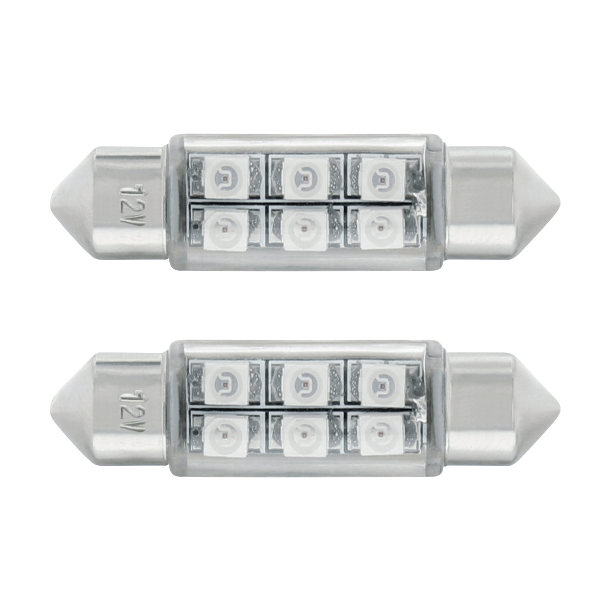 6 SMD High Power Micro LED 6418/6461-36mm Dome Light Bulb - Blue (2-Pack)