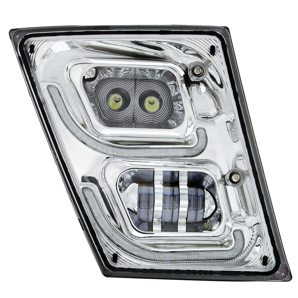 Chrome High Power LED Fog Light With LED DRL & Position Light for 2003-2017 Volvo VN/VNL - Passenger