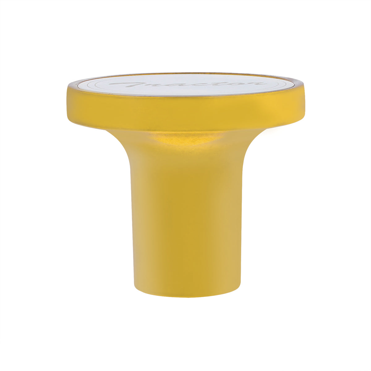 Aluminum Screw-On Air Valve Knob With Stainless Tractor Plaque - Electric Yellow
