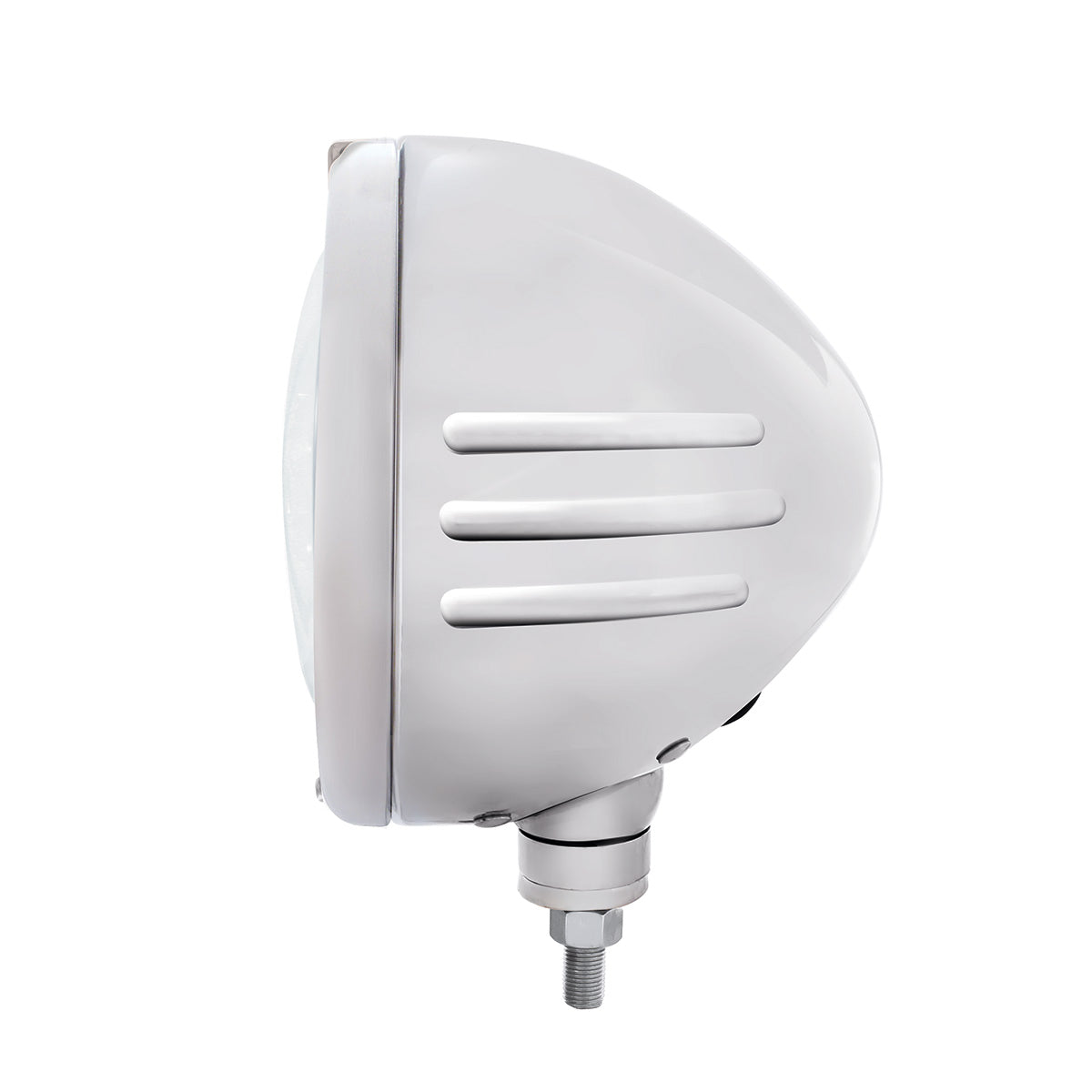 Stainless Steel Classic Embossed Stripe Headlight 11 LED Bulb & Dual Mode LED Signal - Clear Lens