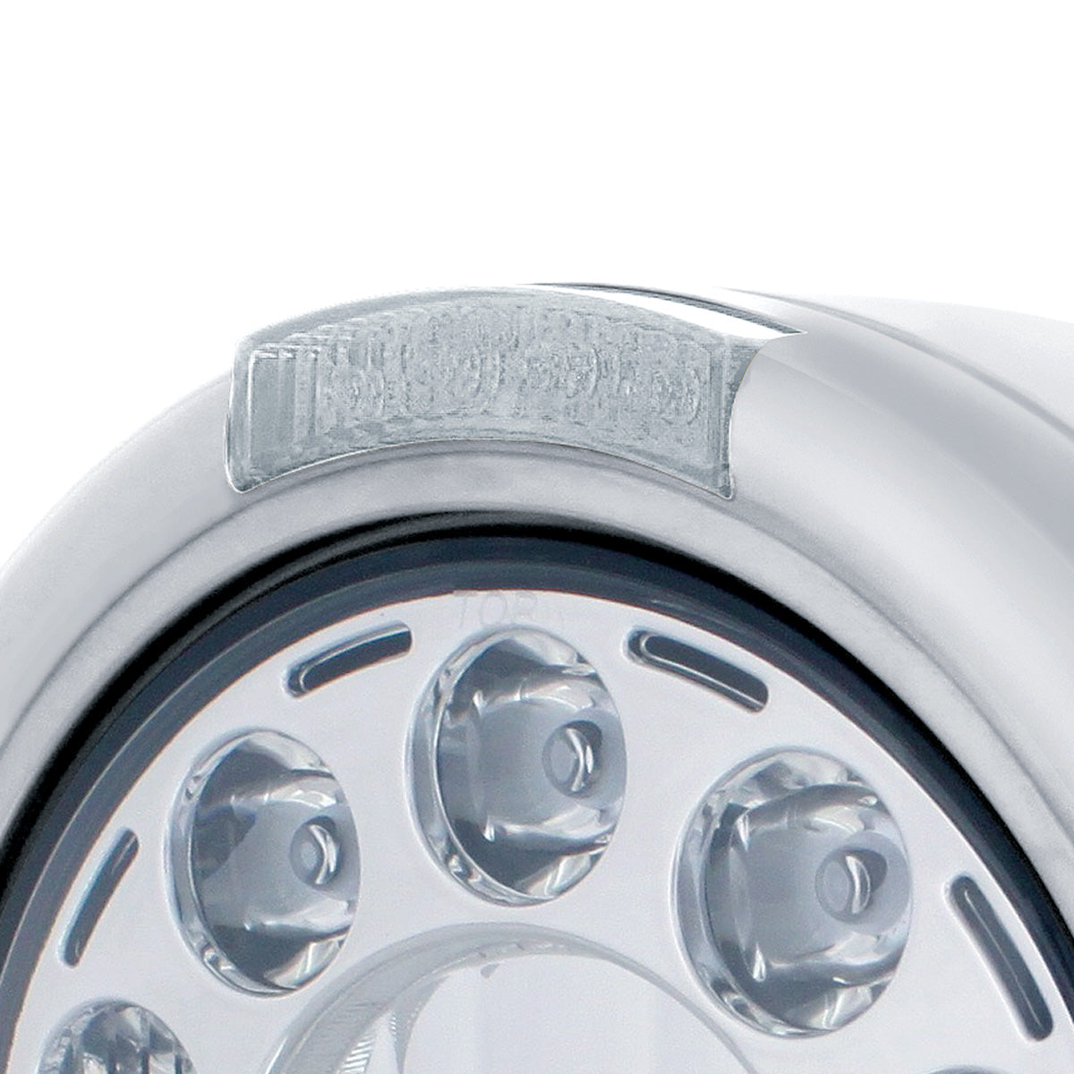 Stainless Classic Half Moon Headlight 11 LED Bulb & LED Signal - Clear Lens
