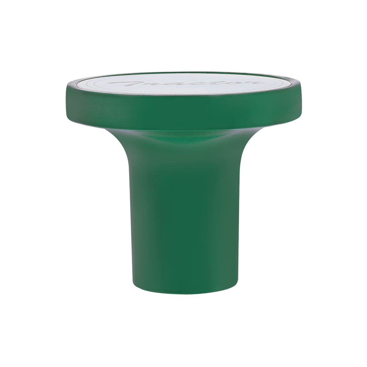 Aluminum Screw-On Air Valve Knob With Stainless Tractor Plaque - Emerald Green