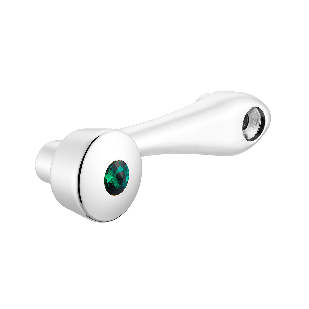 Chrome Die-Cast Window Crank With 16-Spline 7/16” OD Adapter - Green Crystal