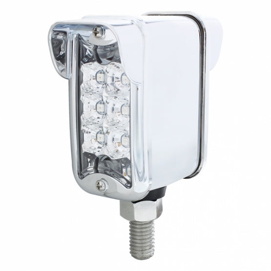 10 LED Dual Function Reflector Double Face Light W/Visor - Vertical Straight Mount -Amber & Red LED/Clear Lens
