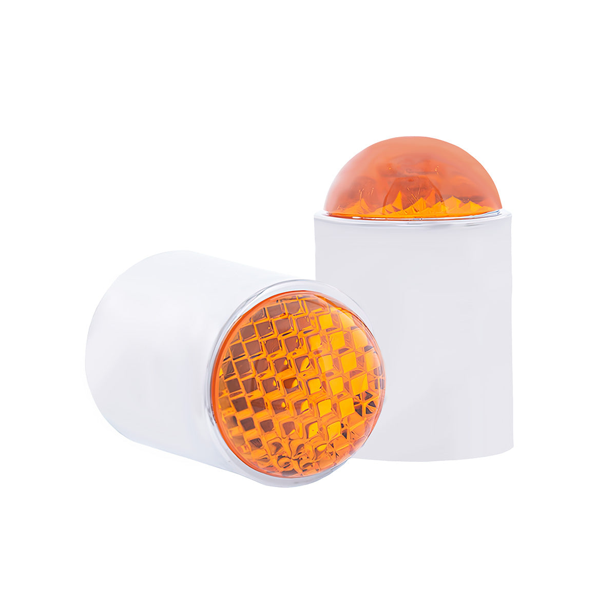 Dome Lens Bumper Guide Top With Chrome Base - Amber (2-Pack)