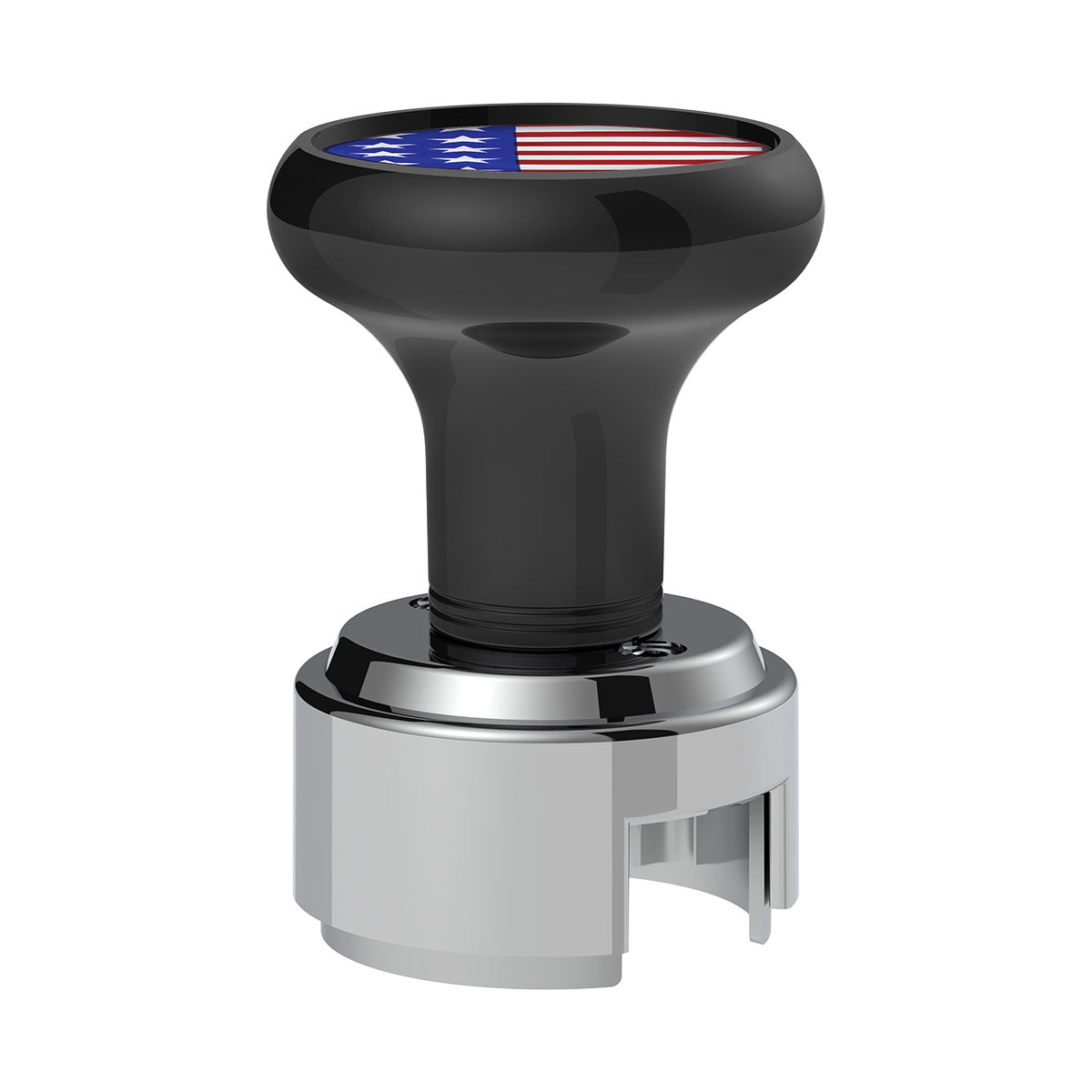 Thread-On Gearshift Knob With 13/15/18 Speed Adapter & USA Flag Sticker - Black