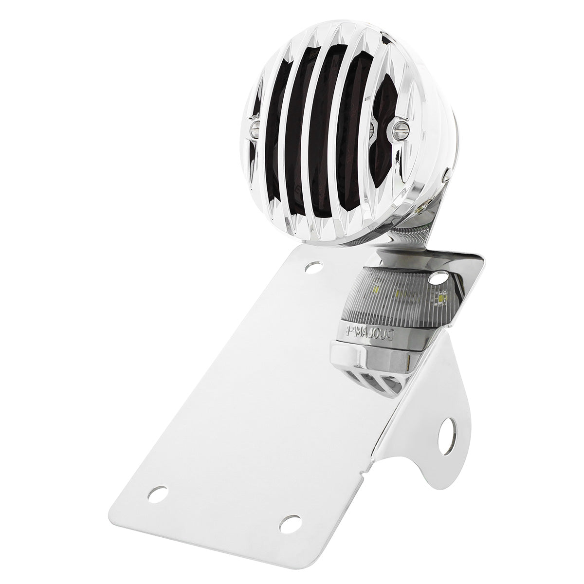 Motorcycle LED "Bobber" Style Vertical Tail Light With Chrome Grille Bezel-Smoke Lens