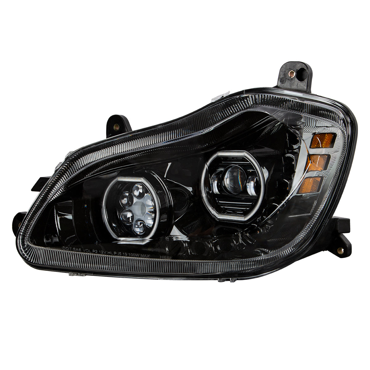 Black 10 LED Headlight For 2013-2021 Kenworth T680 - Driver Side