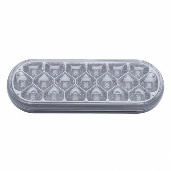 Stainless Top Mud Flap Plate With 3X 19 LED 6" Oval Lights & Visors - Red LED/Clear Lens (Each)
