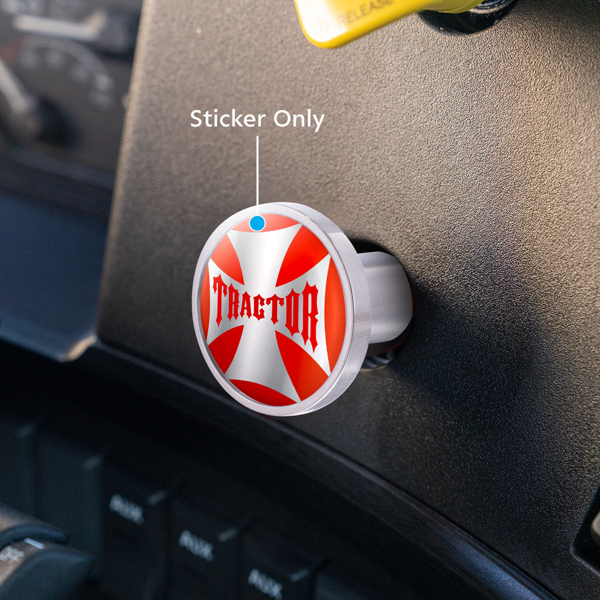 "Tractor" Maltese Cross Air Valve Knob Candy Color Sticker - Cadmium Orange