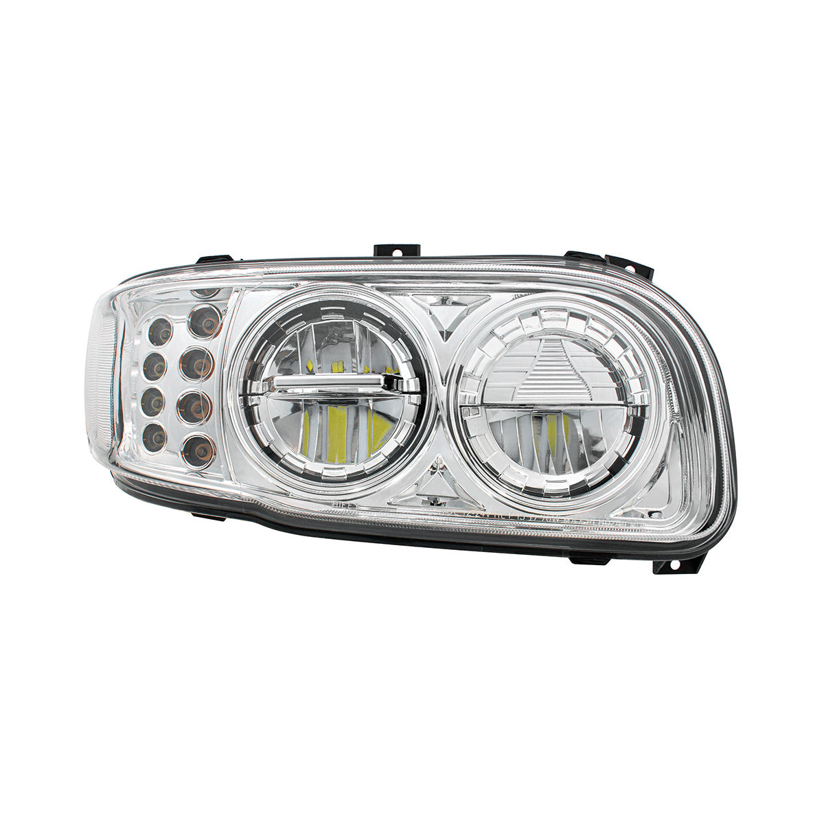 High Power LED Chrome Headlight With 8 LED Turn & 4 LED Position Light For 2008-2024 Peterbilt 389-Passenger