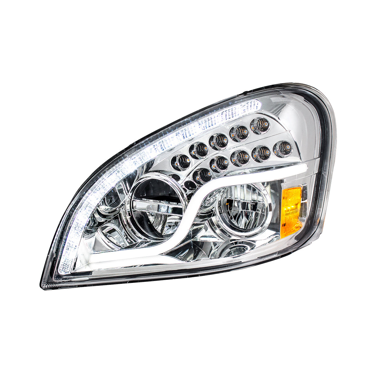 High Power LED Chrome Headlight With LED DRL & LED Turn Signal For 2008-2017 FL Cascadia - Driver