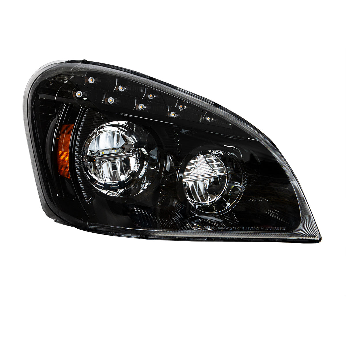 Black LED Headlight For 2008-2017 Freightliner Cascadia - Passenger