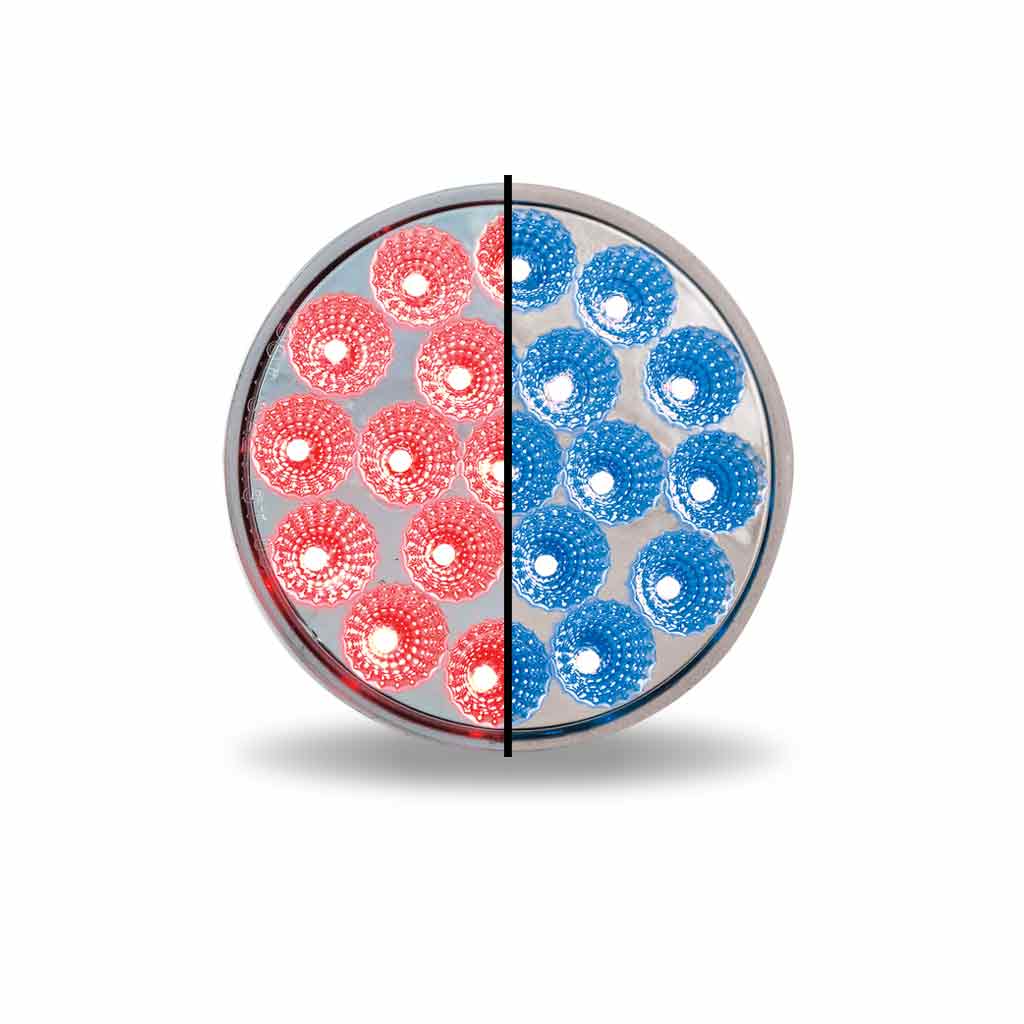 4" Dual Revolution Red Stop, Turn & Tail to Blue Auxiliary LED Light