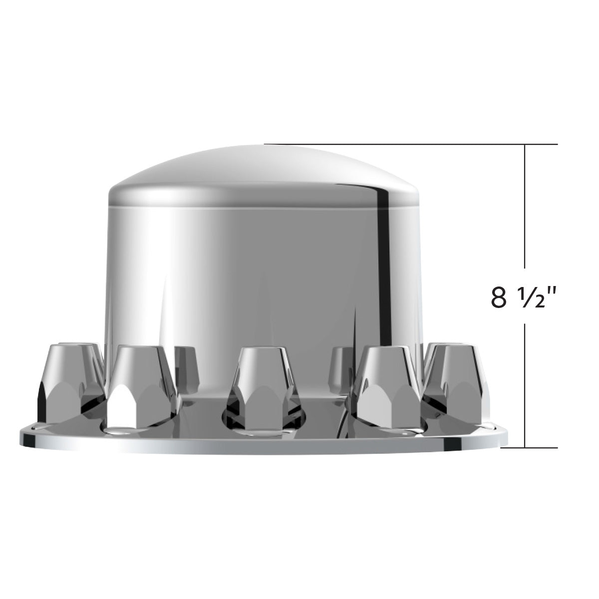 Dome Rear Axle Cover With 33mm Standard Style Push-On Nut Covers - Chrome