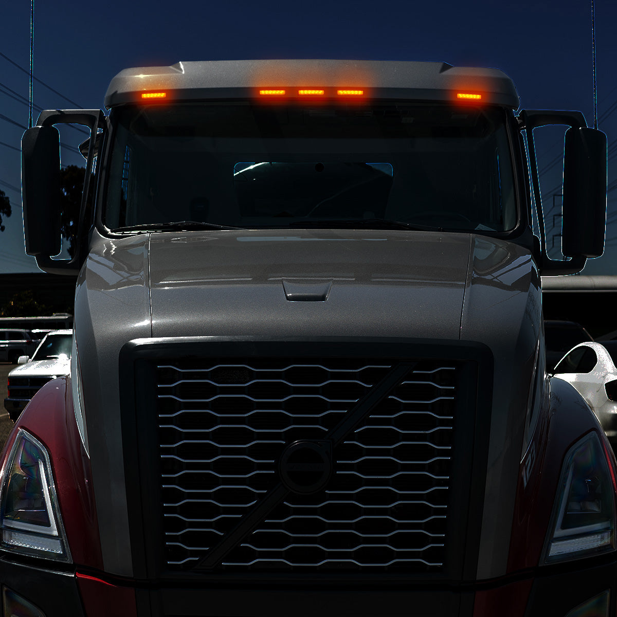 6 LED Competition Series Exterior Visor Light For 1996-2024 Volvo VNL-Amber LED/Amber Lens (5 Pcs)