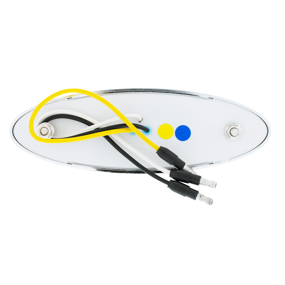 10 LED Oval Double Fury Light With Clear Lens & Chrome Bezel (Clearance/Marker) - Amber & Blue LED/Clear Lens