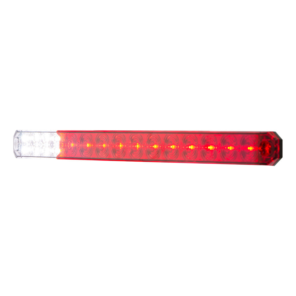 17" 27 LED Low Profile Light Bar (Stop, Turn & Tail) With Back-Up Light - Red & White LED/ Red & Clear Lens