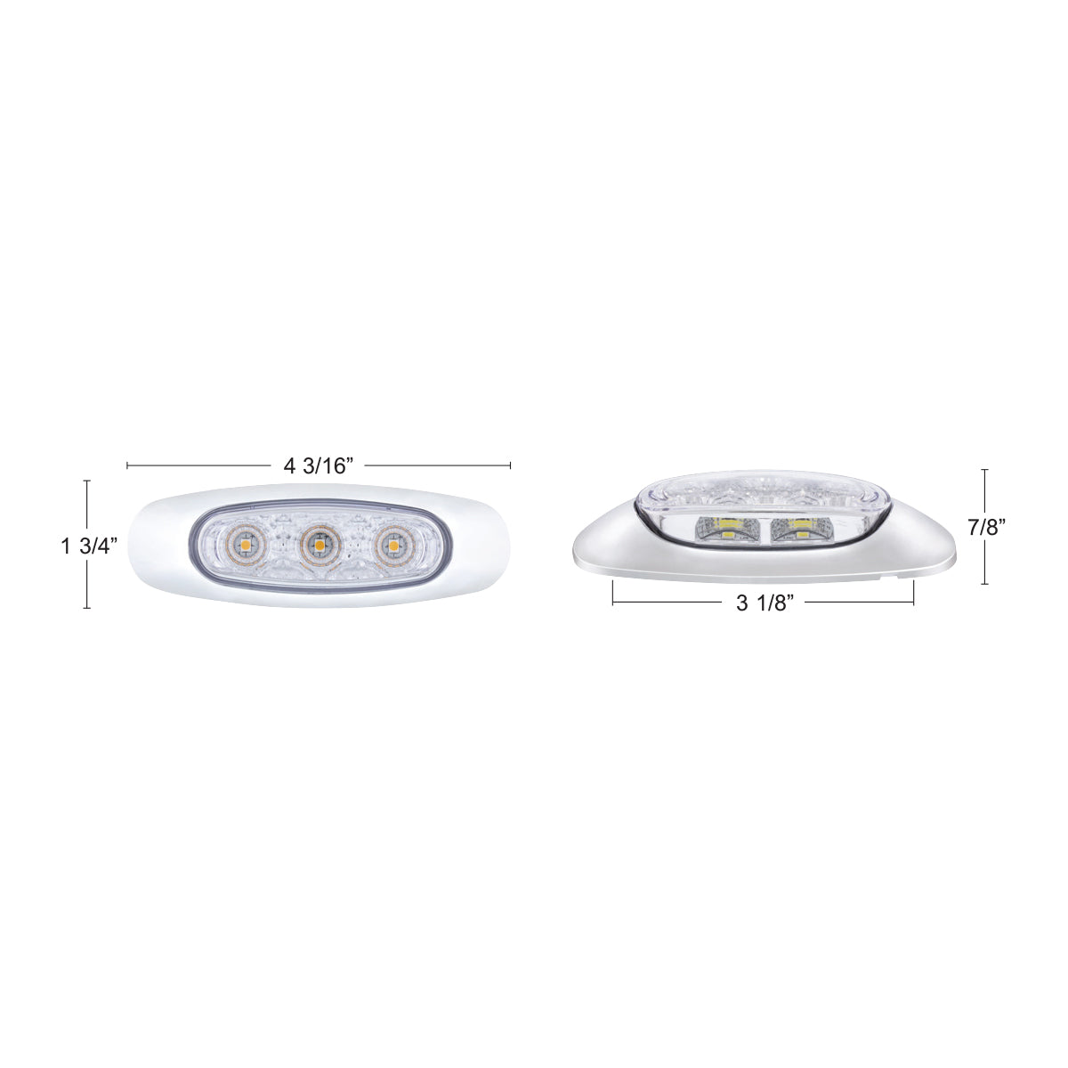 5 LED Reflector Light (Auxiliary/Utility) With Side Ditch Light - Amber LED/Clear Lens (Bulk)