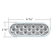 13 LED 6" Oval Double Fury Light (Turn Signal)-Amber & Green LED/Clear Lens