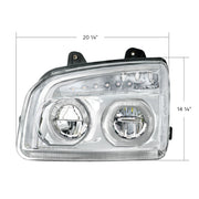 High Power LED Chrome Headlight With LED Turn Signal & Light Bar For 2015-2025 Kenworth T880-Driver
