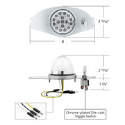 304 SS Above Door Dome Light Kit W/ 17 LED Double Fury Watermelon For 2008-2017 FL Cascadia-Red & Blue LED