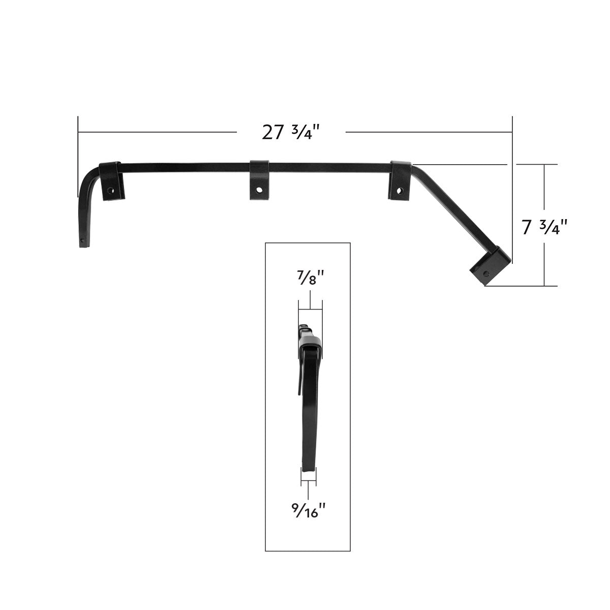 Black Angled Mud Flap Hangers With Mounting Hardware - No Coil (Pair)