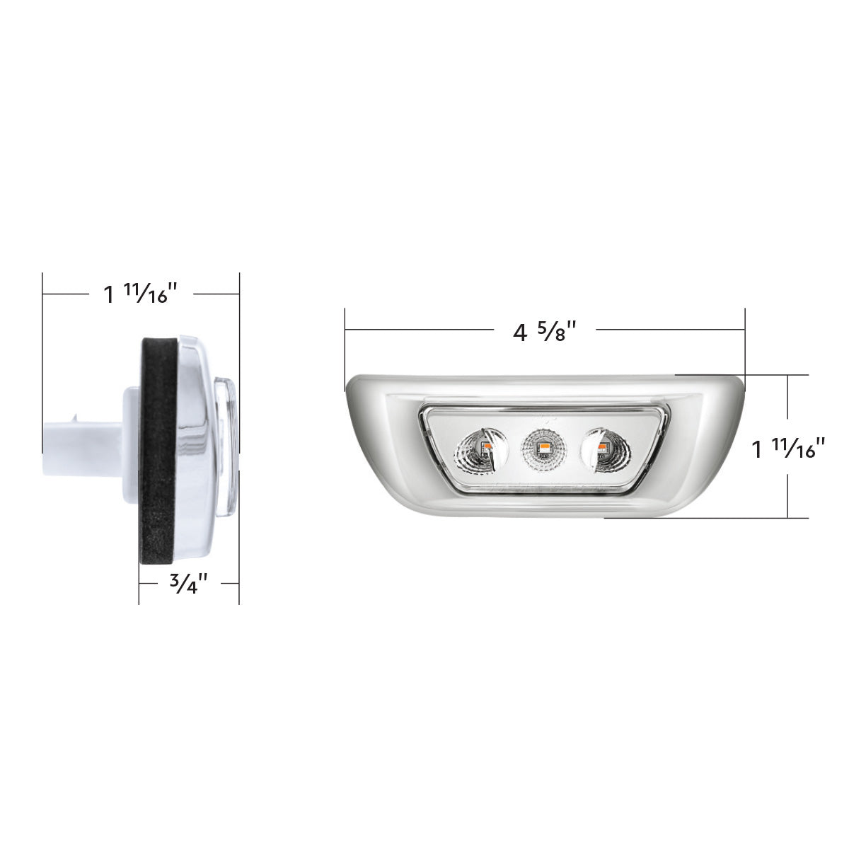 3 LED Double Fury Cab Light For 2013-2021 Kenworth T680 & 2012-2021 Peterbilt 579-Amber & White LED
