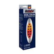 10 LED Oval Double Fury Light With Clear Lens & Chrome Bezel (Clearance/Marker) - Amber & Red LED/Clear Lens