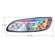 Chrome LED Headlight With Color Changing Position Light Bar For Peterbilt 386 (2005-2015) & 387 (1999-2010) - Driver