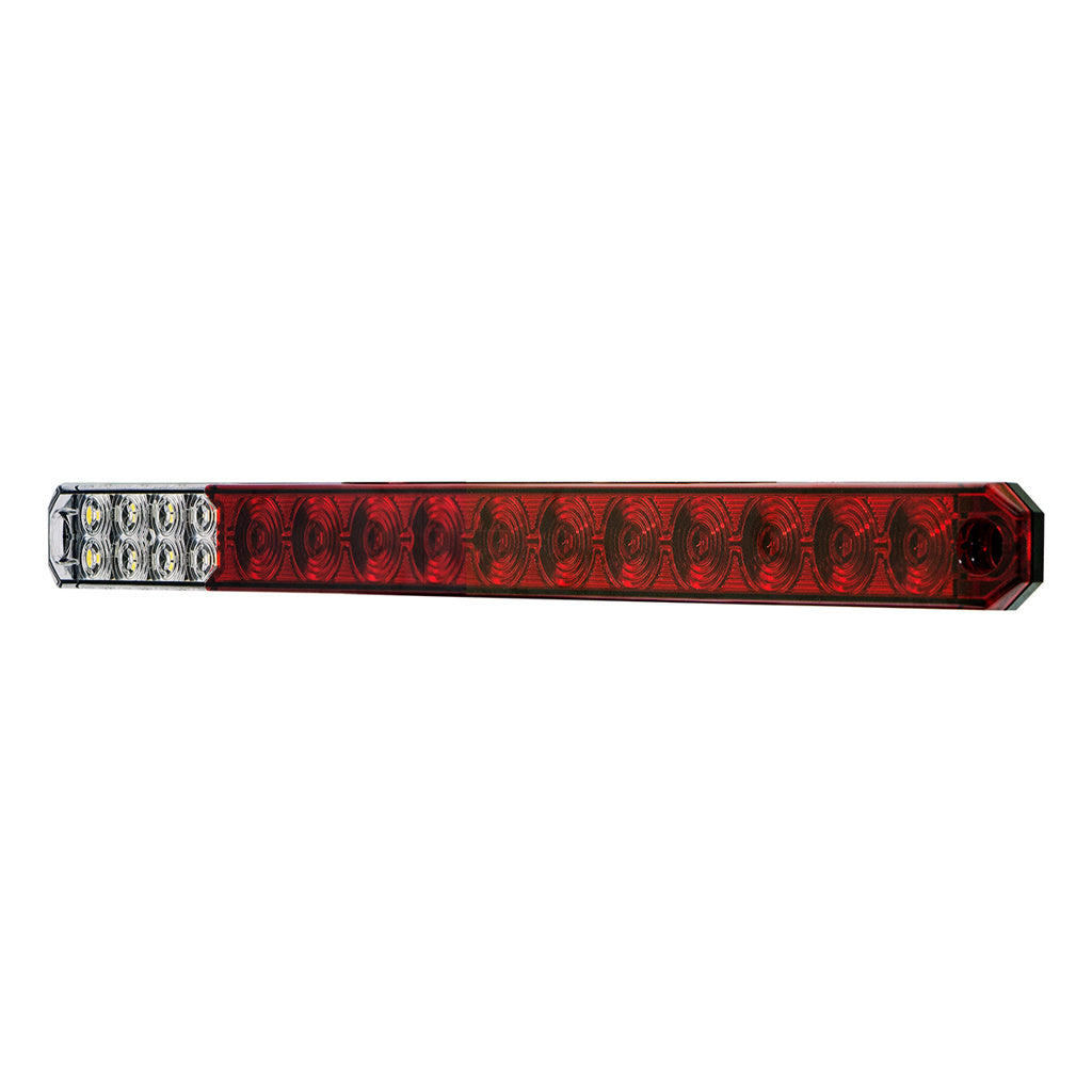 17" 27 LED Low Profile Light Bar (Stop, Turn & Tail) With Back-Up Light - Red & White LED/ Red & Clear Lens