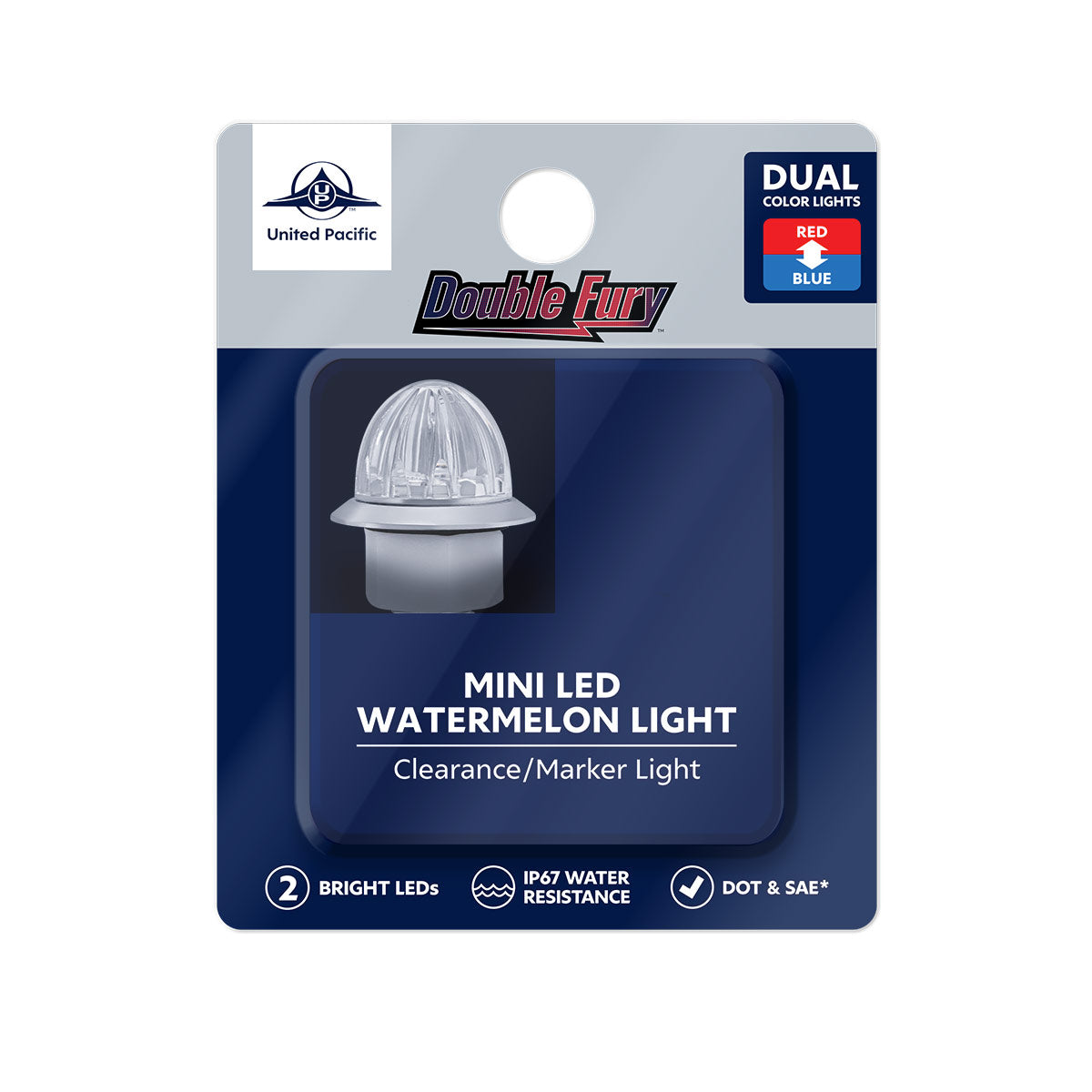 4 LED 1-1/8" Watermelon Double Fury Light With Clear Lens (Clearance/Marker) - Red & Blue LED
