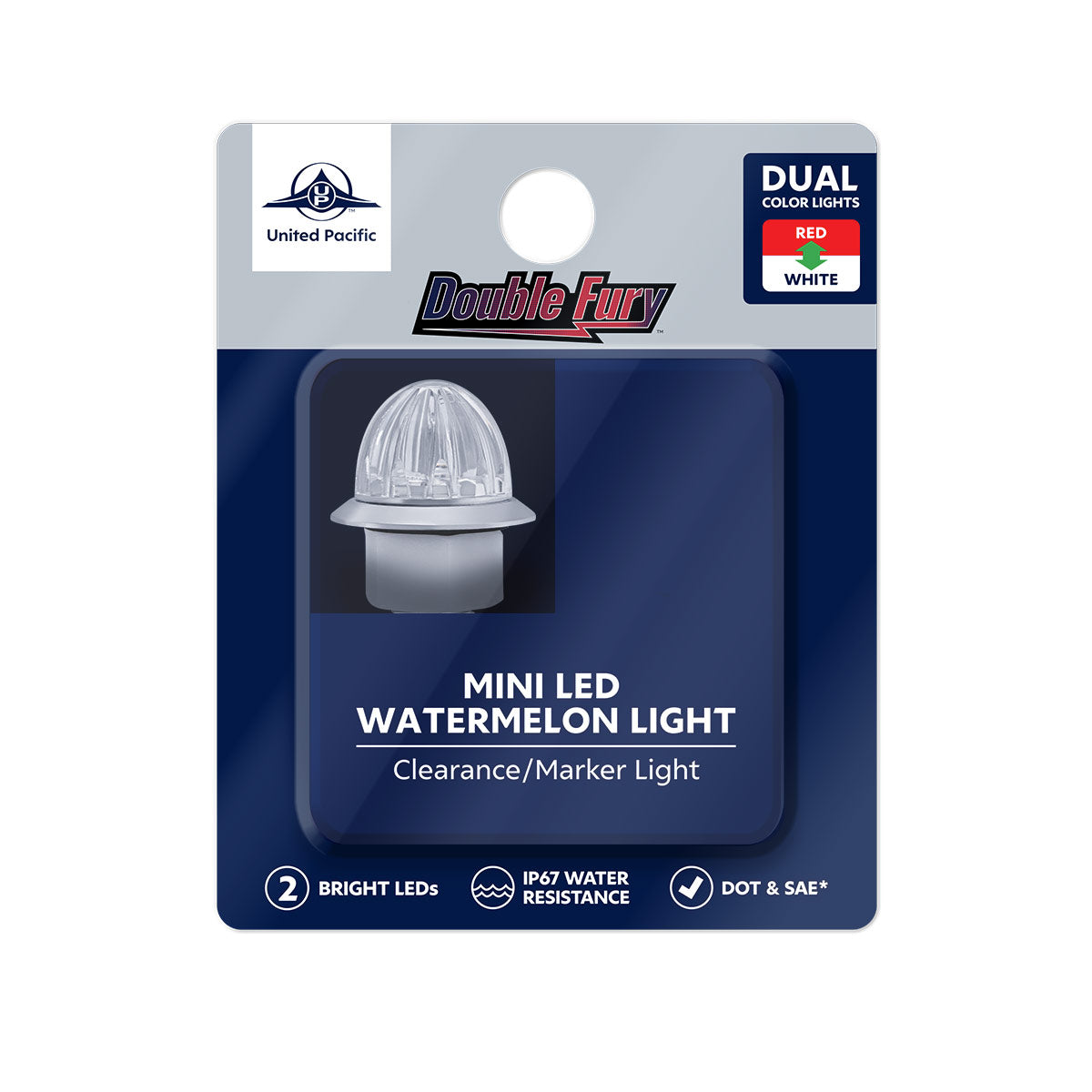 4 LED 1-1/8" Watermelon Double Fury Light With Clear Lens (Clearance/Marker) - Red & White LED