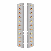 SS Front Air Cleaner Bracket With 22X 2 Amber LED 3/4" Mini Lights & SS Bezels For Peterbilt-Amber Lens