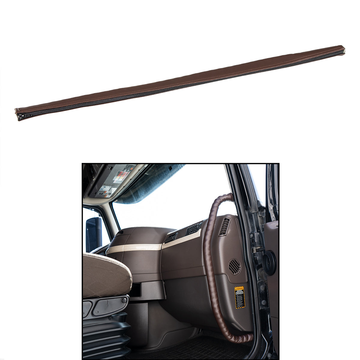 35" Driver Assist Grab Bar Cover - Brown Engineered Leather