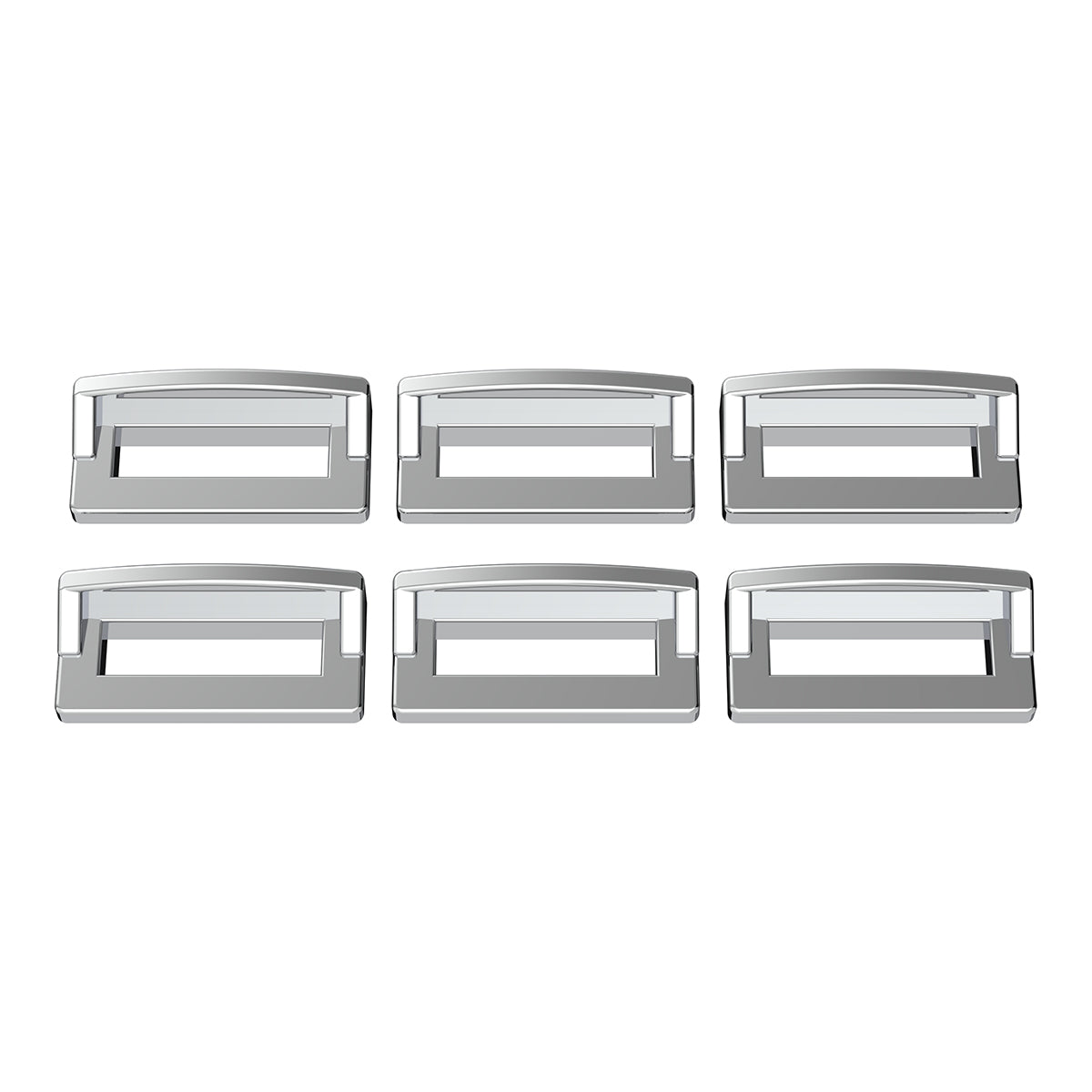 Chrome Plastic Switch Label Covers With Visor For 2001 & Older Peterbilt (6-Pack)