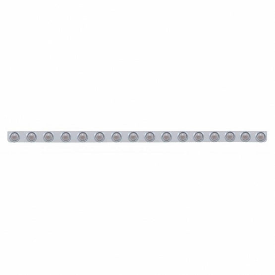 79-1/2" SS Bumper Light Bracket With 16X 9 LED 2" Beehive Lights & Visors -Amber LED/Clear Lens