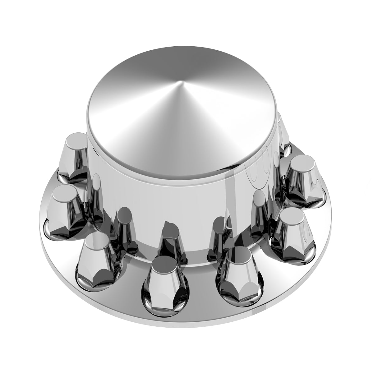 Pointed Rear Axle Cover With 33mm Standard Style Push-On Nut Covers - Chrome