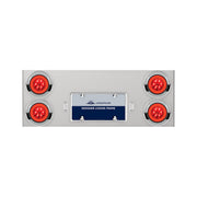 33-3/4" Stainless Rear Center Panel With Four 21 LED 4" GloLight & Visors - Red LED/Red Lens