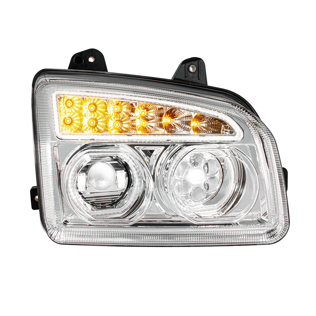 Chrome 11 LED Headlight For 2015-2024 Kenworth T880-Passenger