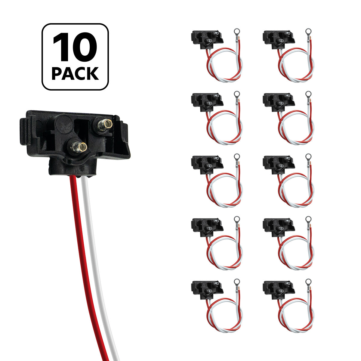 2 Wire Pigtail With 2 Prong Right Angle Plug - 12" Lead (10-Pack)