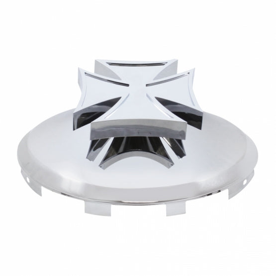 Universal Chrome Front Hubcap With Iron Cross Spinner - 7/16" Lip