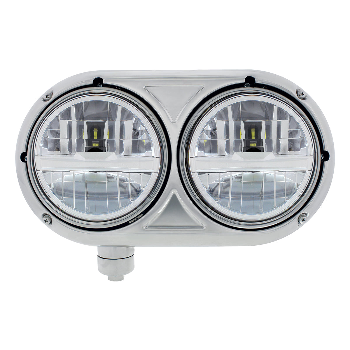 Headlight Assembly With 304 SS Housing & LED Headlights With Chrome Inner Bar For Peterbilt 359 - Driver