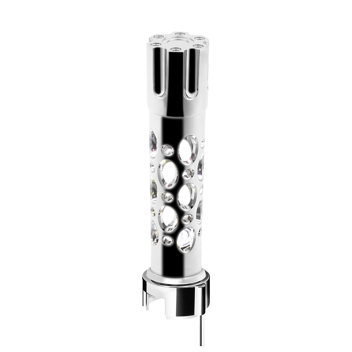 Austin Style Gun Cylinder Gearshift Knob With LED 13/15/18 Speed Adapter - Chrome/White LED