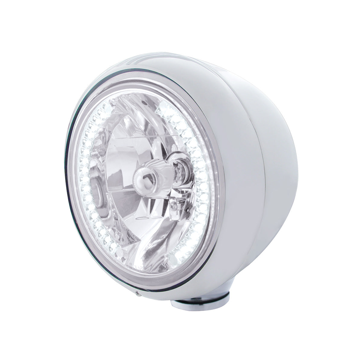 Chrome Guide 682-C Style Headlight H4 Bulb With 34 White LED