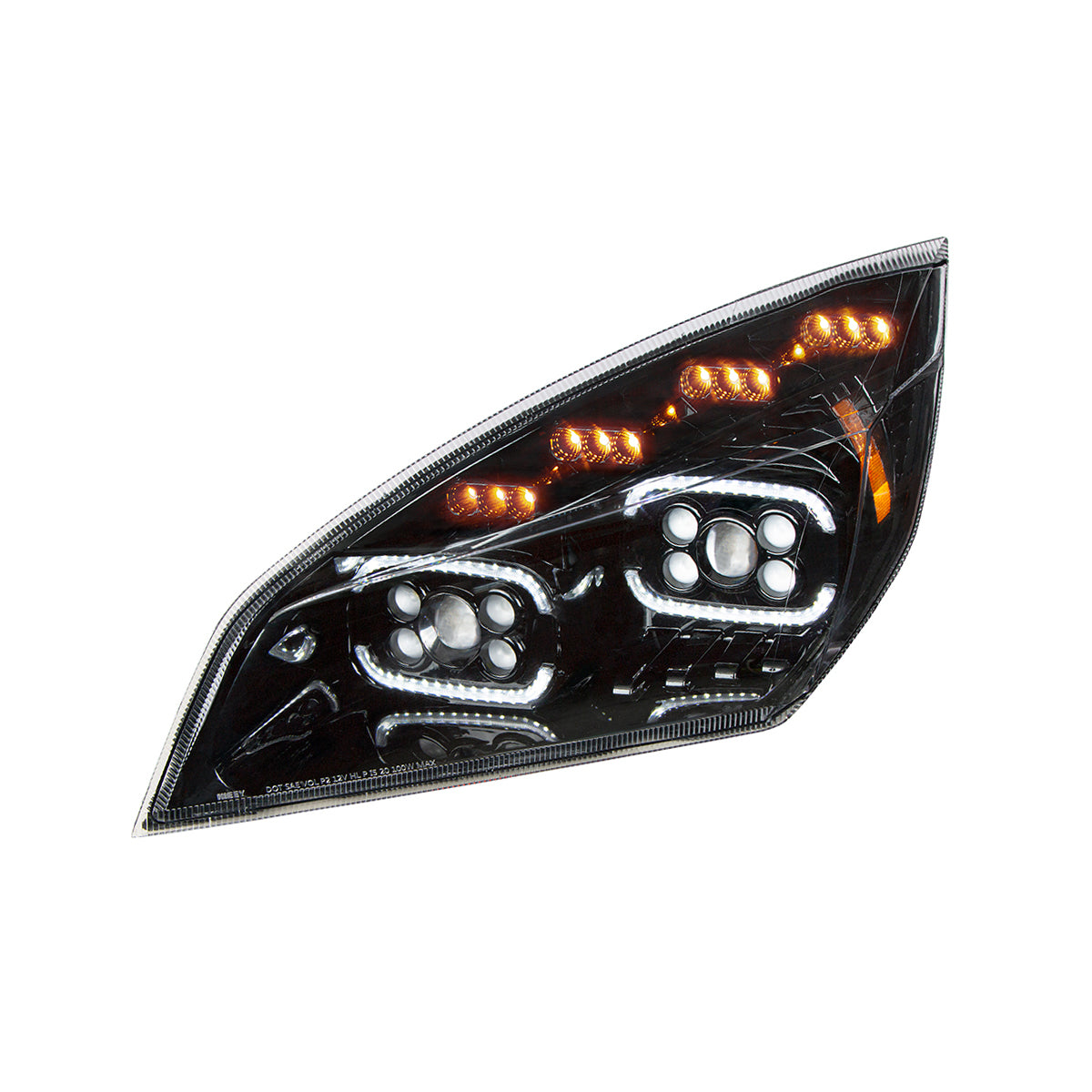 Black 10 LED Projector Headlight With LED Sequential Turn & DRL For 2018-2024 Cascadia - Driver