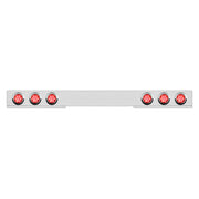 Chrome 1 Piece Rear Light Bar With Six 7 LED 4" Reflector Lights & Visors - Red LED/Red Lens